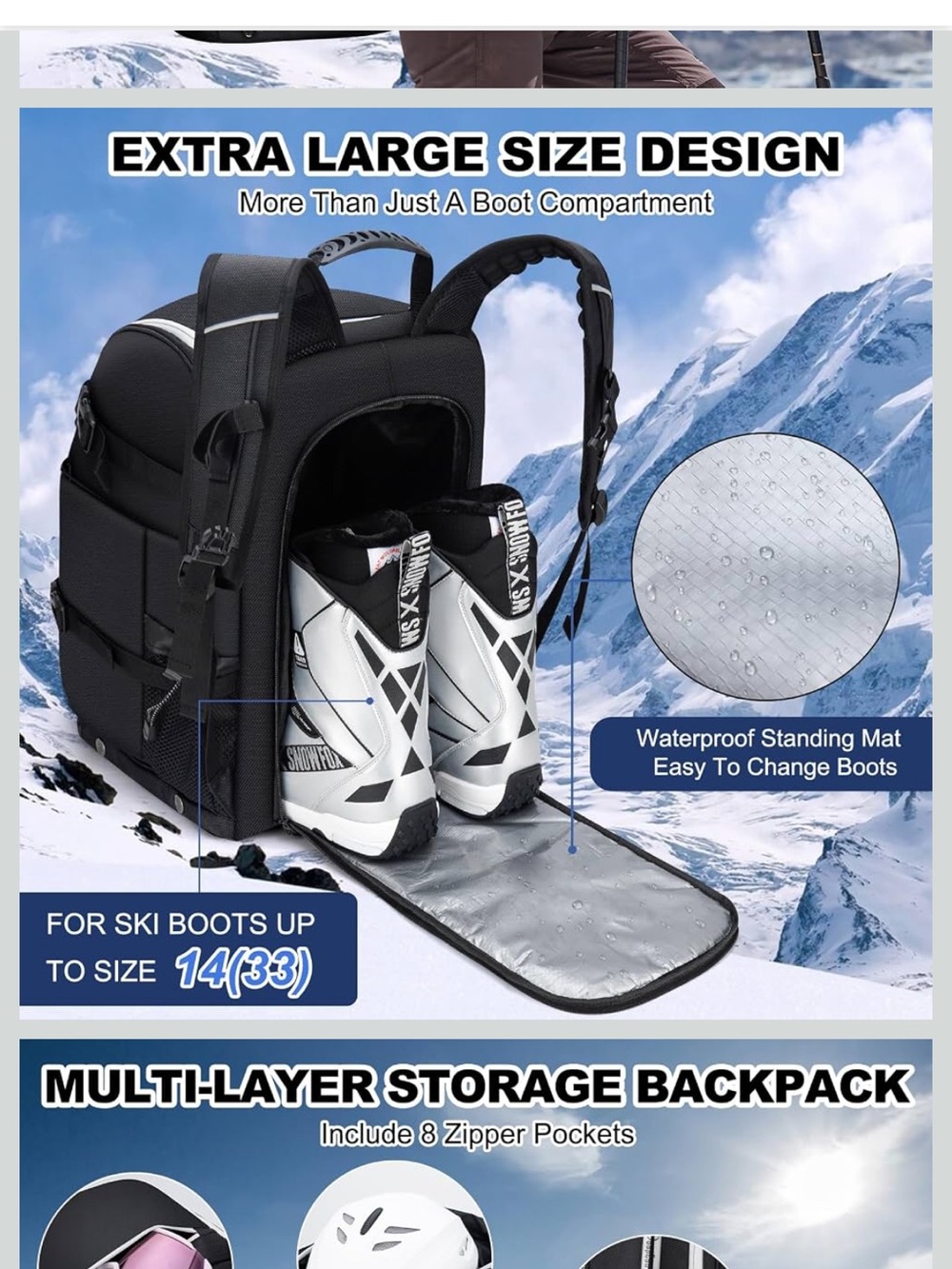 Men's Ski Boot Backpack - Black